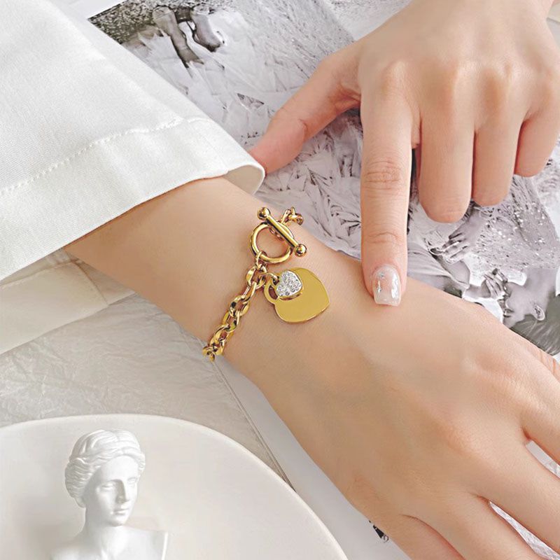 Chrome Diamond Co Hearts Charm Bracelet For Valentine Jewelry Gift