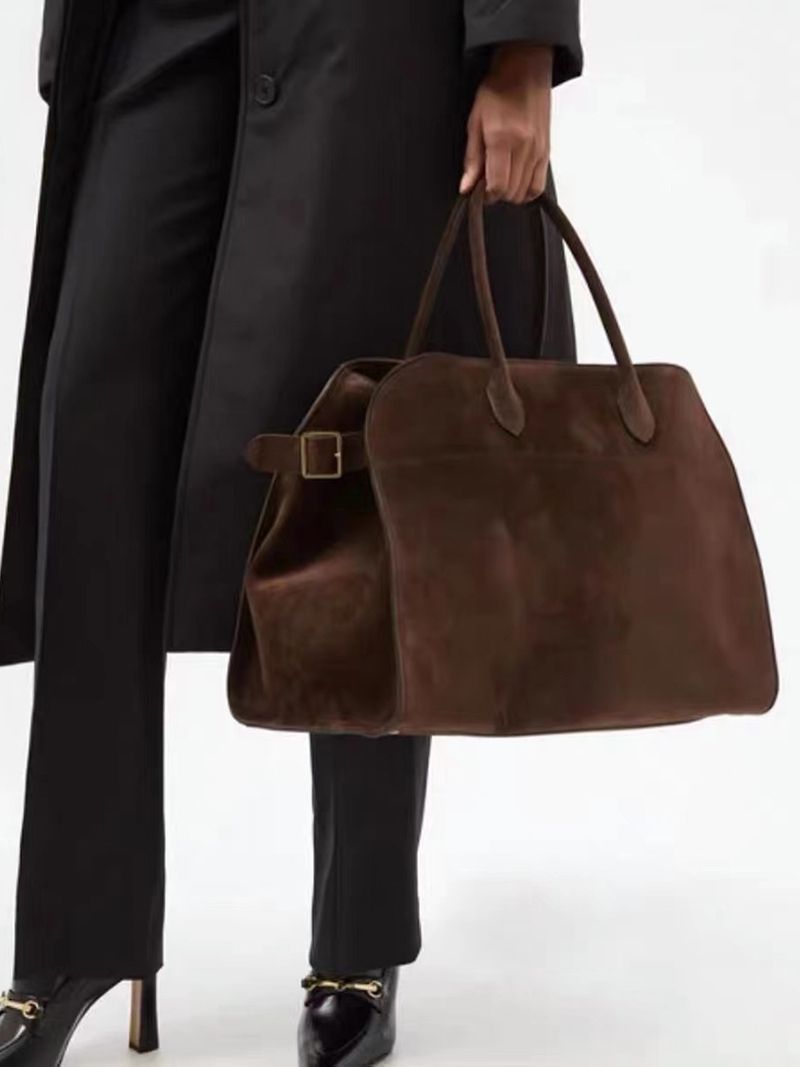 Classic Structured Top Handle Transport Tote Bag In Faux Leather