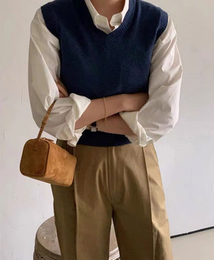 90s Small Baguette True Leather Shoulder Bag Womens