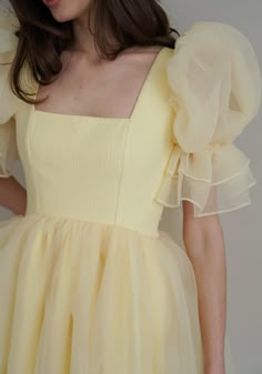 Sheer Organza Skirt Bandeau Puff Sleeve Mini Princess Dress