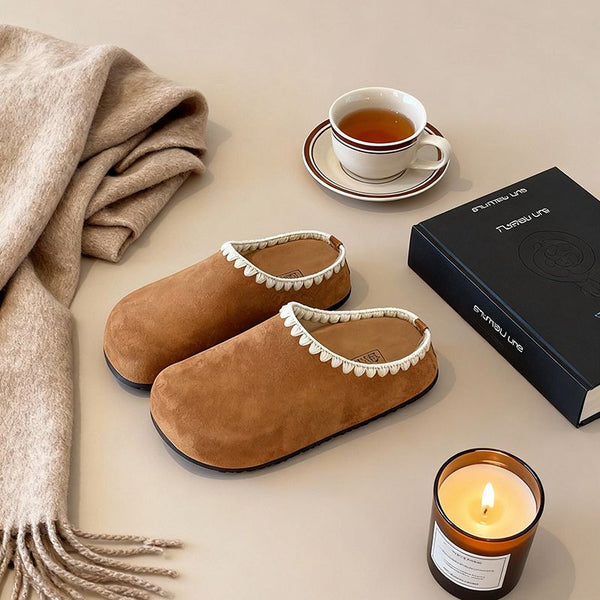 Contrast Trim Cozy Chaussons Mules Slipper