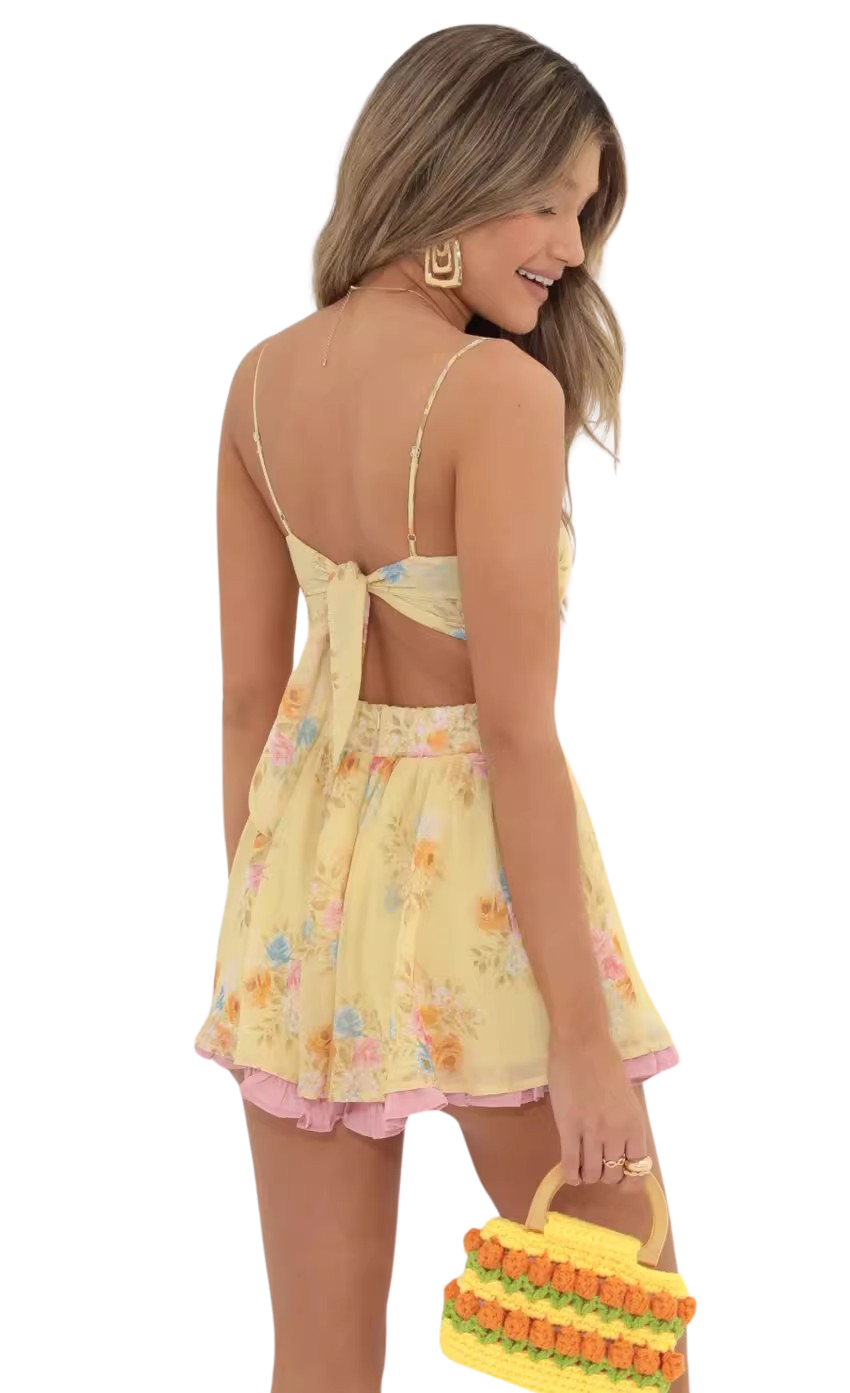 Lucky Leaves Floral Prints Tie Up Green Bandeau Bodycon Dress