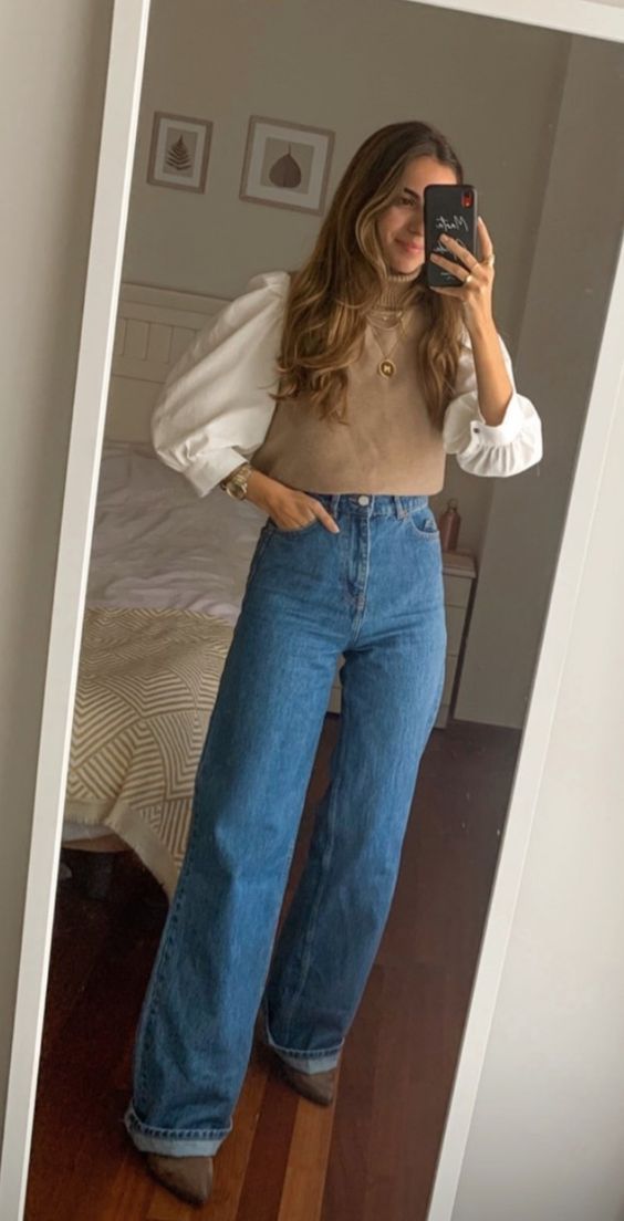 Le Baggy High Waisted Wide Leg Denim Palazzo Jeans Pants
