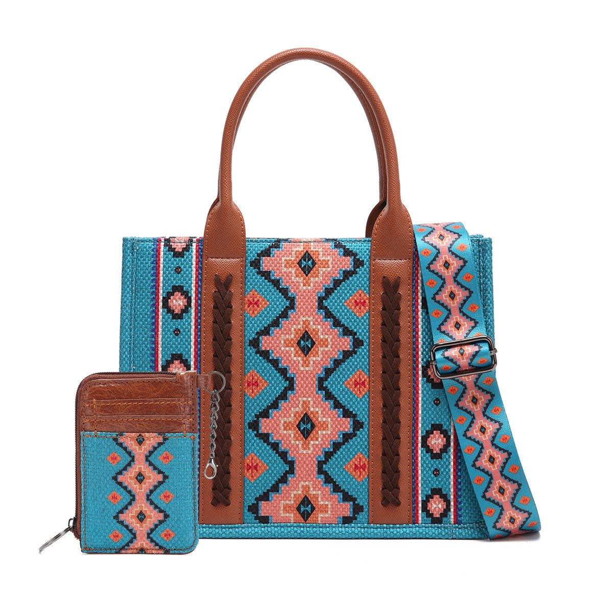 Boho Southwestern Print Crossbody Canvas Tote Bag