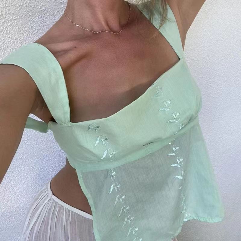 Honey Sweet Handmade Embroidered Sleeveless Tank Top Shirt