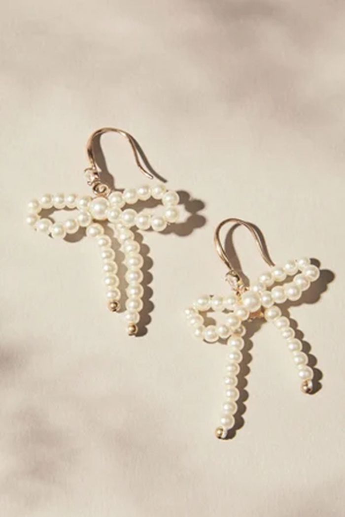 Luxury Pearl Bow Knot Beaded Dangle Earrings