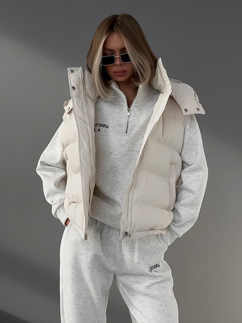 Quilted Hooded Gilet Puffy Quilted Vest Bodywarmer