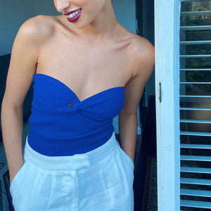 Comfy Ribbed Twisted Knit Bandeau Top Tube Bra Bandeau Bralette