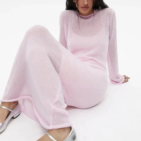 Light Knit Long Sleeve Tissue Maxi Dress
