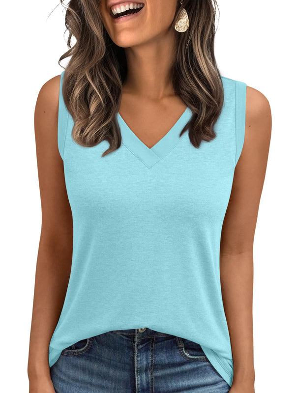 Gradient Pastel Tie Dye V Neck Shirred Tank Tops Summer
