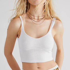 Women Ribbed Fitted Seemless Coset Crop Tank Tops Sleeveless Stretchy Cami Vests