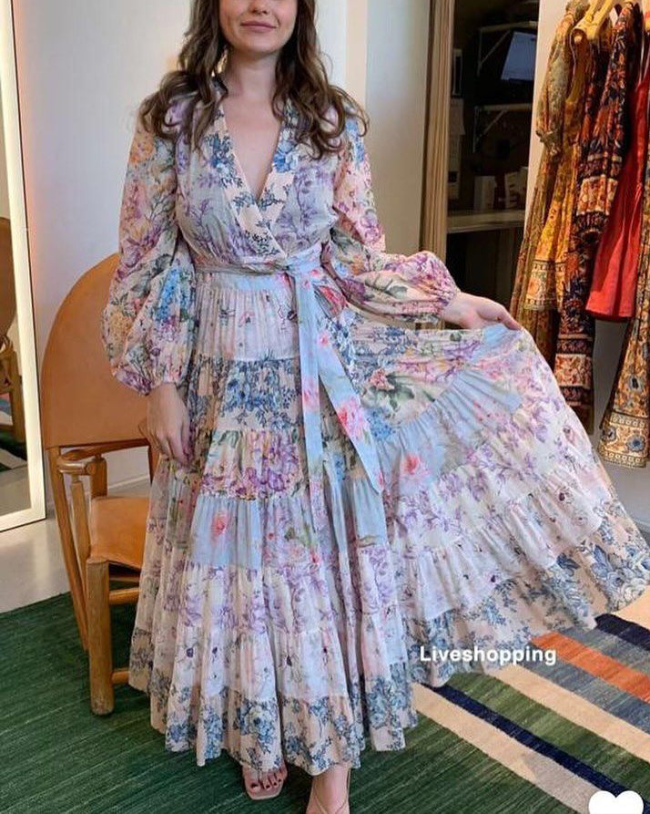 Mid Length Floral Hall Tiered Midi Dress