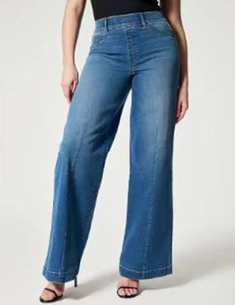 Le Baggy High Waisted Wide Leg Denim Palazzo Jeans Pants