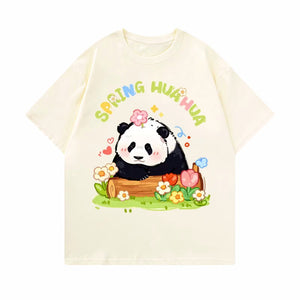 Cute Animal Lover T Shirt Kawaii Floral Panda Tee