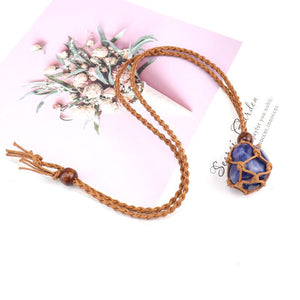 Braided Natural Stone Crystal Beaded Net necklace