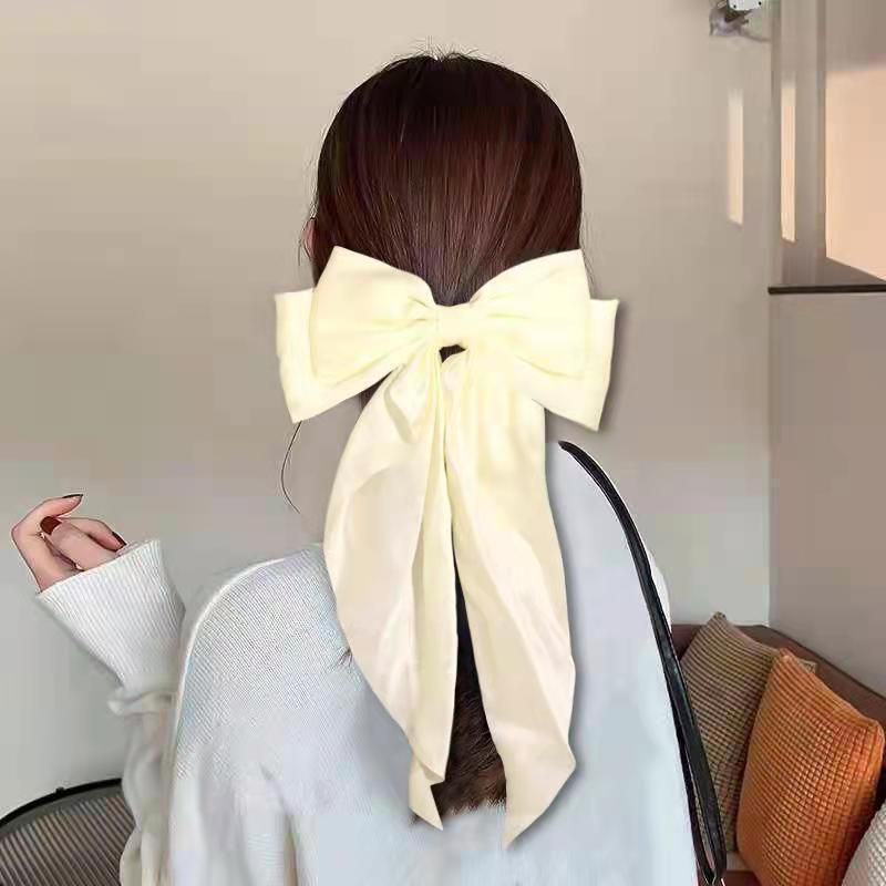 Colorful Ribbon Big Pearl Bow Hair Clip