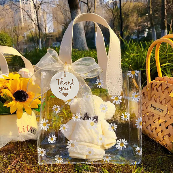 Daisy Floral Clear Ribbon Gift Party Favor Bag