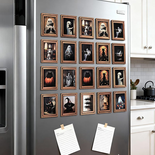 Halloween Reading Ghost Witch Cat Refrigerator Magnets Decor