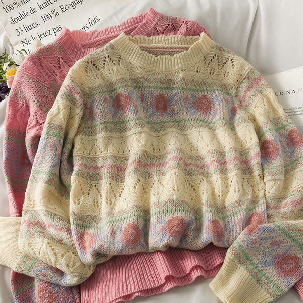 Chunky Braid Crew necks Twist Knit Pima Cotton Sweater Pullover