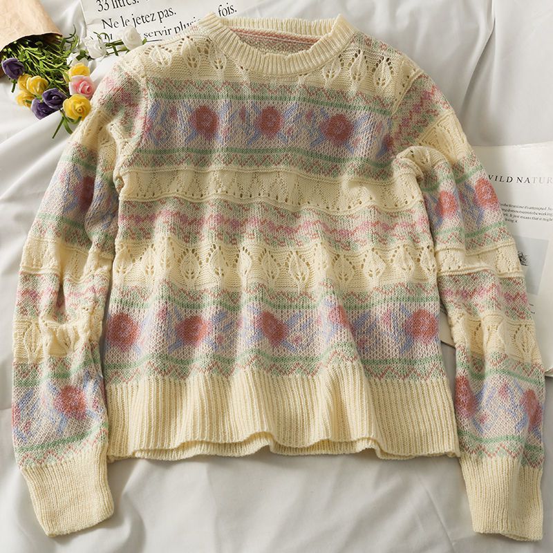 Chunky Braid Crew necks Twist Knit Pima Cotton Sweater Pullover