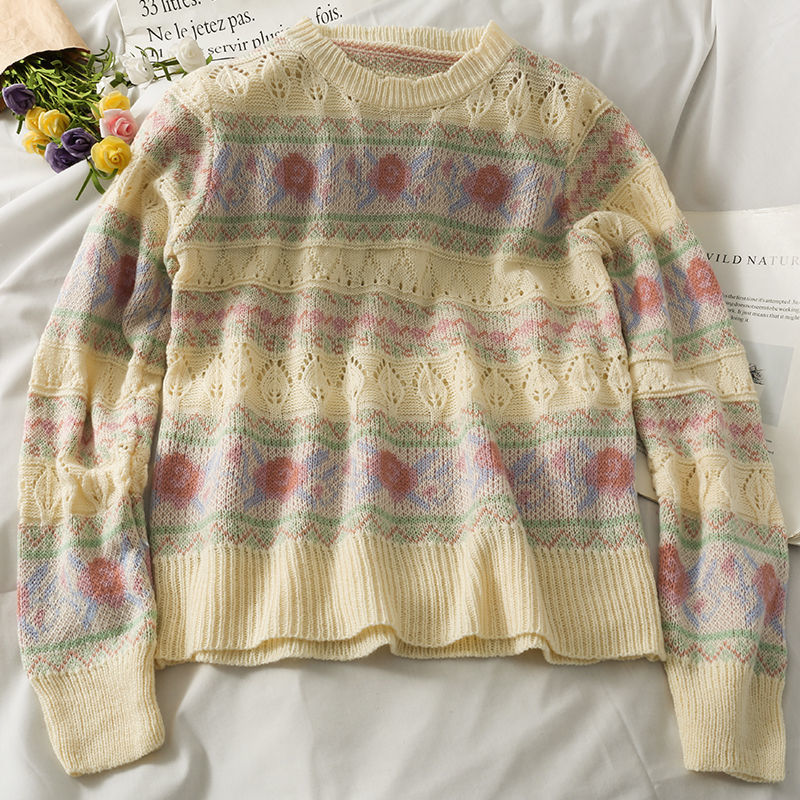 Chunky Braid Crew necks Twist Knit Pima Cotton Sweater Pullover