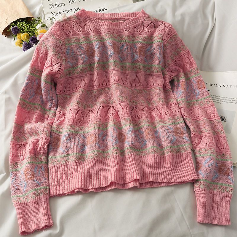 Chunky Braid Crew necks Twist Knit Pima Cotton Sweater Pullover