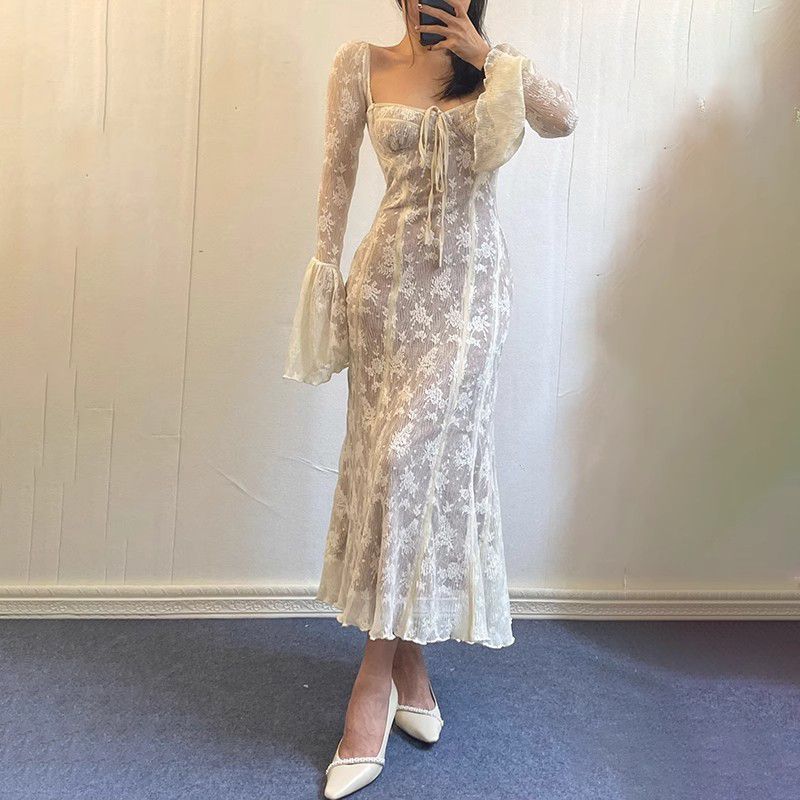 Analis Vintage Dotted Lace Corset Pleated Dress With Underwired Cups sunifty Analis Vintage Dotted Lace Corset Pleated Dress With Underwired Cups sunifty