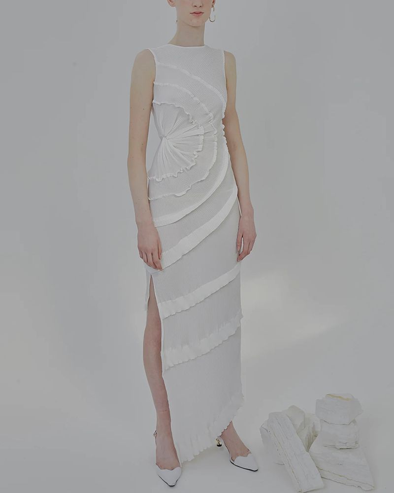 Exclusive Opal Ruffled Pleated Jersey Maxi Sun Dress – sunifty
