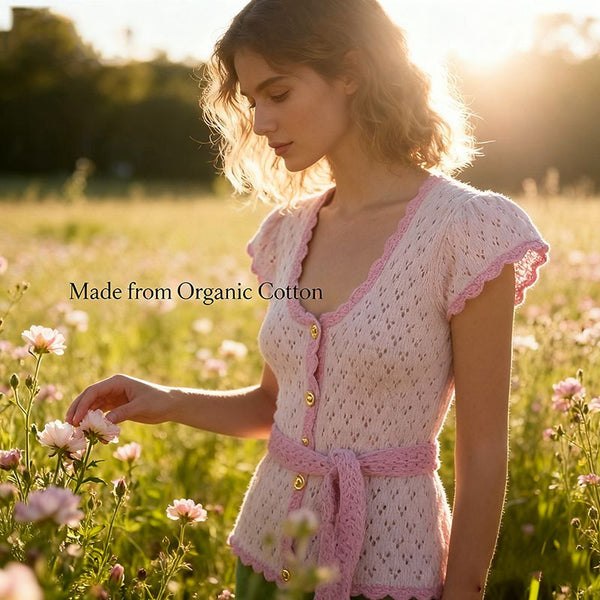 Anni Lace Short Sleeve Cardigan In Pink