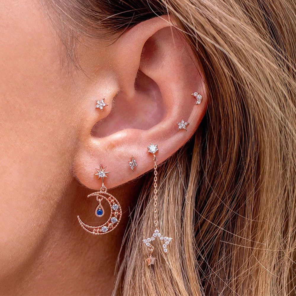 Sparkly Rhinestone Diamond Hoop Earrings Jewelry Set For Women