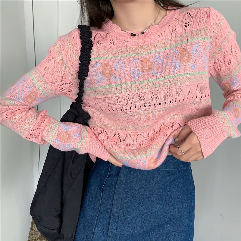 Chunky Braid Crew necks Twist Knit Pima Cotton Sweater Pullover