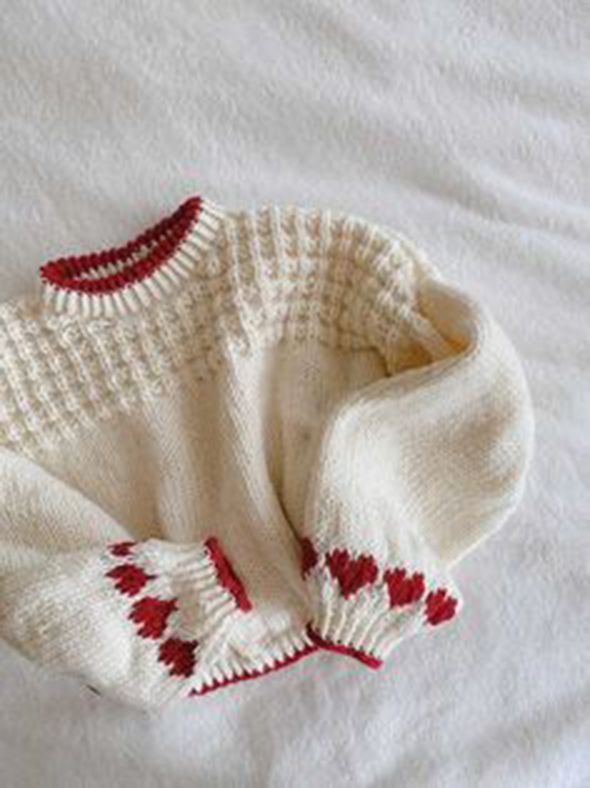 Waffle Textured Hearts Love Knit Sweater