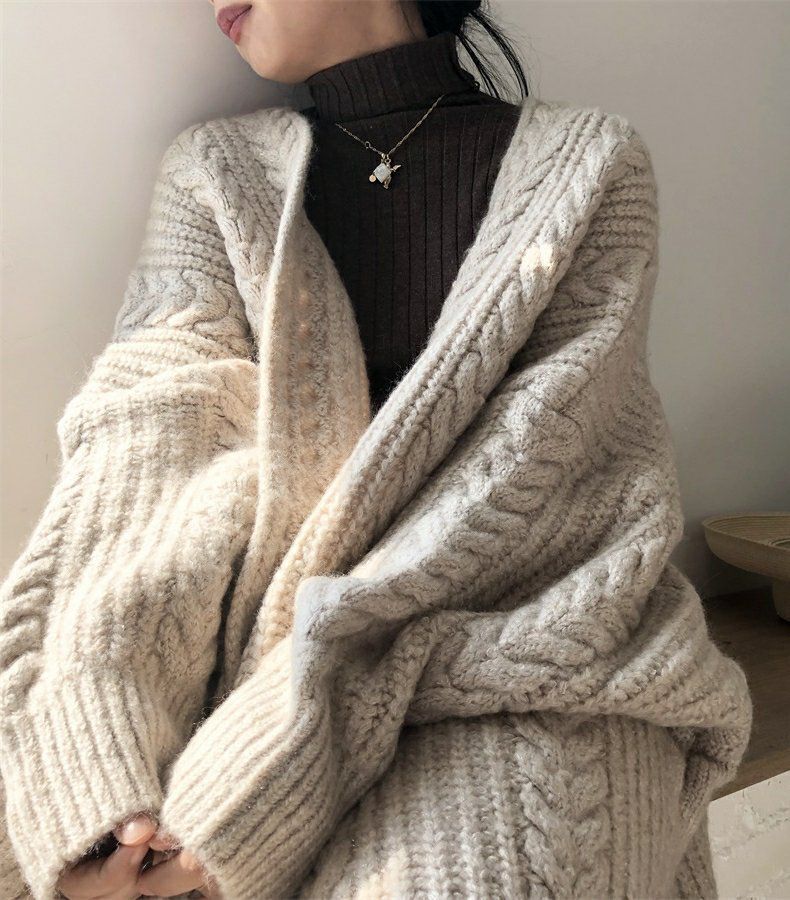 Chunky Twisted Long Cardigan Sweater Coat