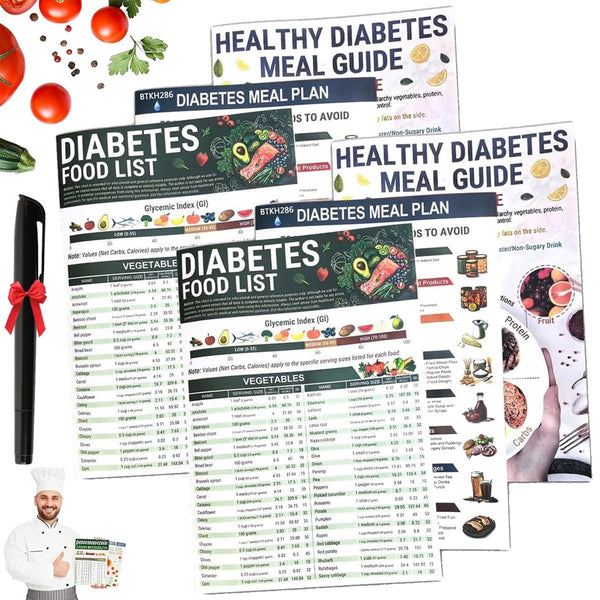 3 PCS Set Diabetes Care Food List Chart Meal Planner