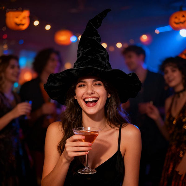 Black Velvet Witch Wicker Witch Hat