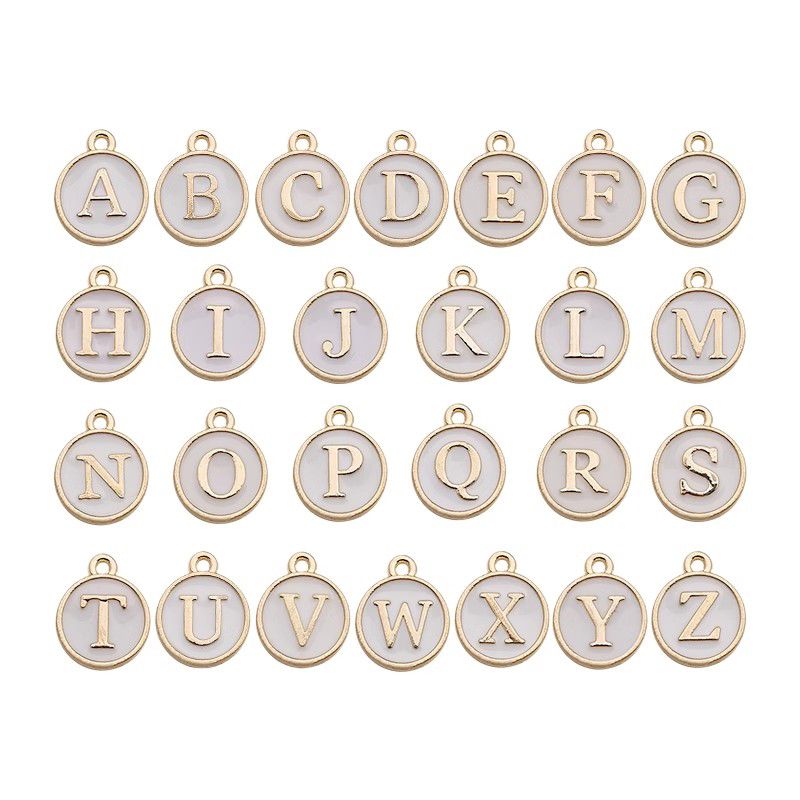 Initial Embossed Letter Name Alphabet Plate Gold Necklace