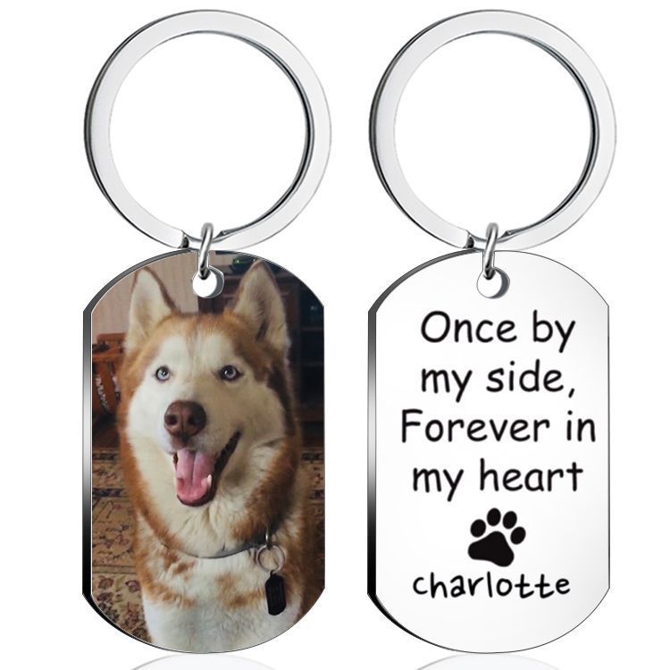 Double Personalized Photo keychain With Name For Family