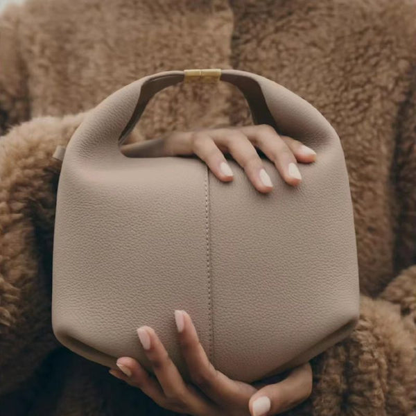 Designer Editon Grained Texured Taupe Crossbody Handbag
