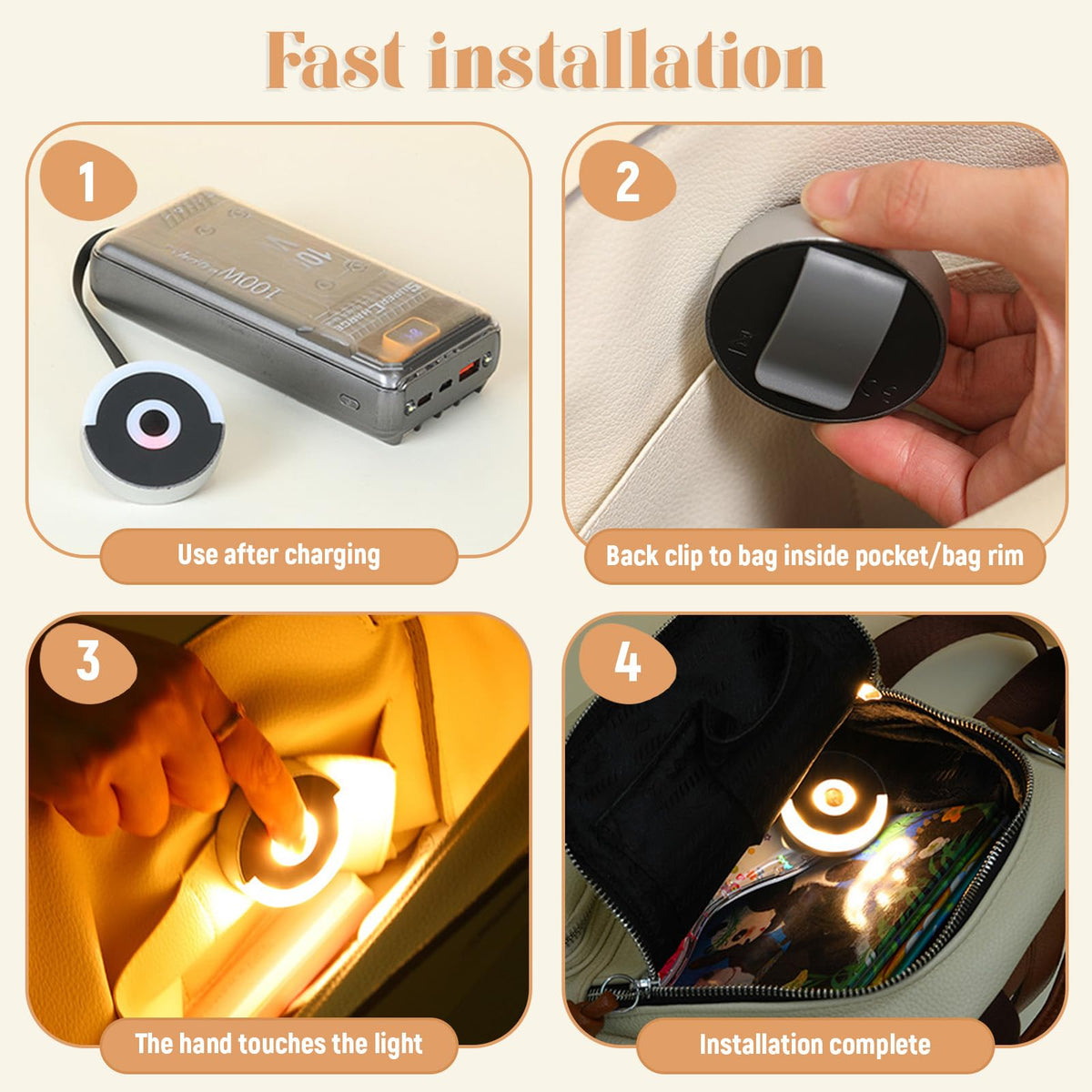 Led Purse Party Camping Automatic Sensor Portable Led Purse Light for handbag light