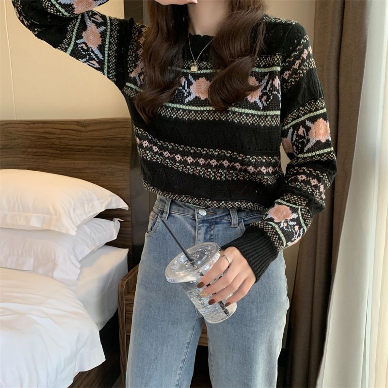 Chunky Braid Crew necks Twist Knit Pima Cotton Sweater Pullover