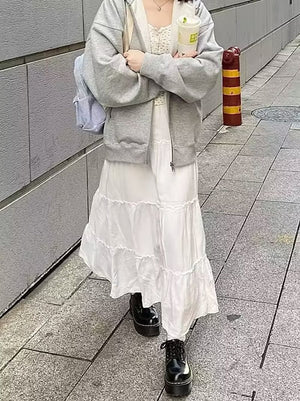 Boho Women's Ruffle Tiered Pull-On High Waisted Flare Midi Skirt