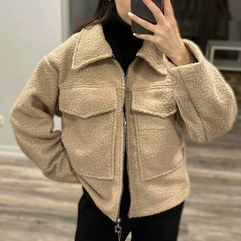 Wool Blend Cropped Bouclé Soft Jacket