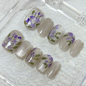 Cute Spring March Acrylic Cate Eye Nail