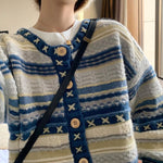 Retro Ugly Christmas Sweater Loose Knit Winter Button Cardigans