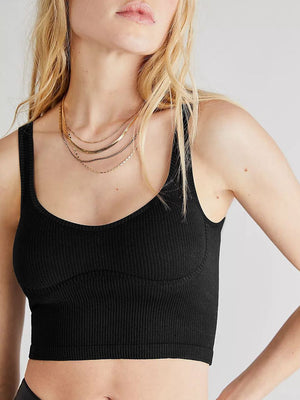 Women Ribbed Fitted Seemless Coset Crop Tank Tops Sleeveless Stretchy Cami Vests