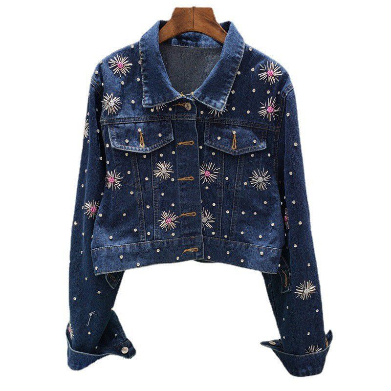Vintage Diamonds Pearls Hand Beaded Evening Denim Jackets