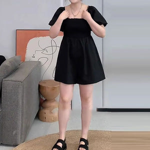 Slim Fit Skim Tummy Control Short Sleeve Black Dress