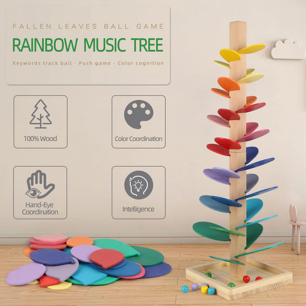 Wooden Rainbow Tumble Leaf Marble Run Music Ball Tower