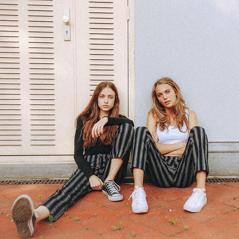 Tie Waist Belted Cigarette Trousers Striped Pants