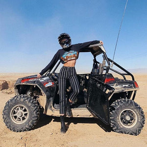 Tie Waist Belted Cigarette Trousers Striped Pants